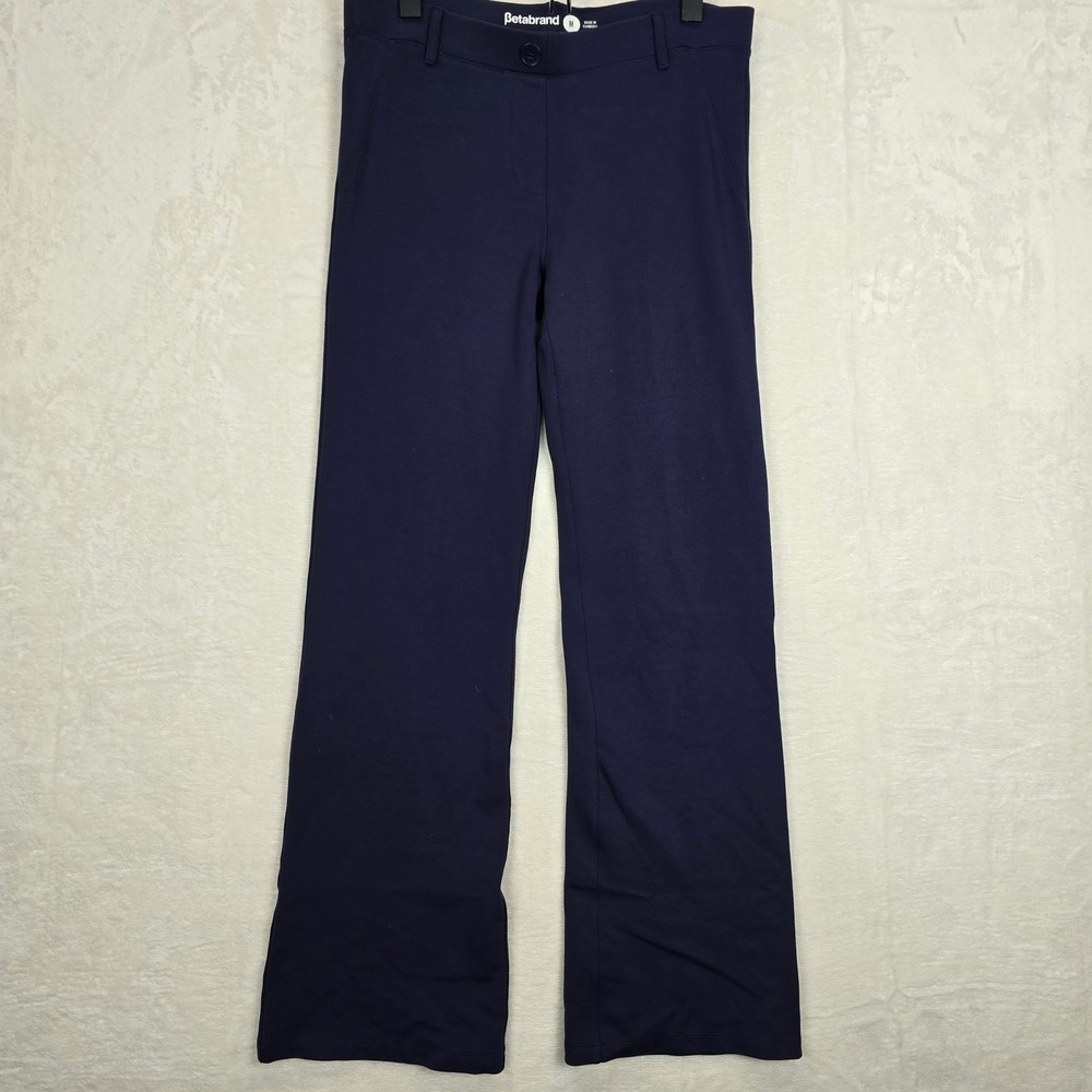 Betabrand Navy Blue Yoga Dress Pants wide Leg W0104-NY Womens Medium